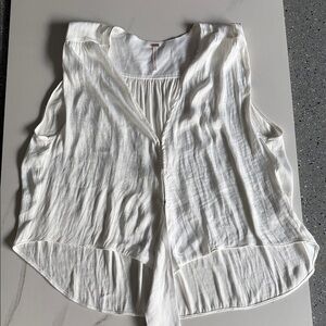 Free People White Sleeveless V-Neck Flowing Tank